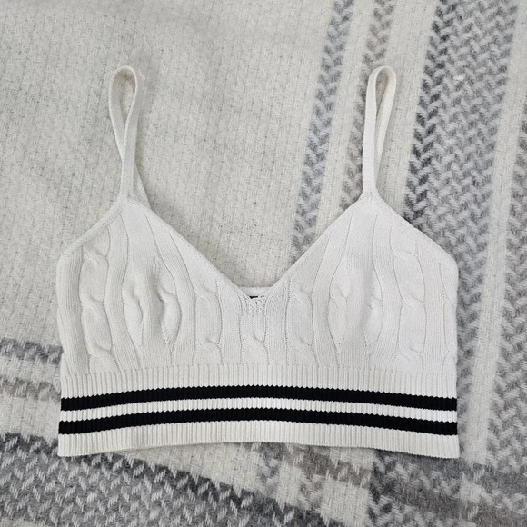 NWOT Polo By Ralph Lauren Cricket Cable-Knit Cotton-Blend Bralette - Picture 3 of 6